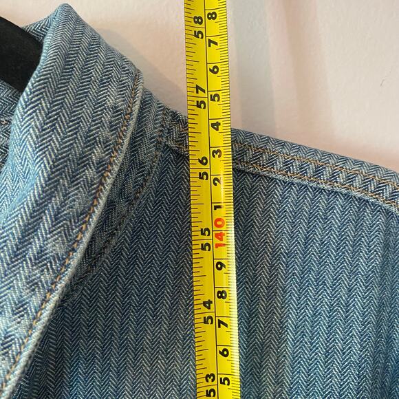 Ariat Blue Jean Long Sleeve Coveralls Button Down Jumpsuit Herringbone Medium - Picture 12 of 12